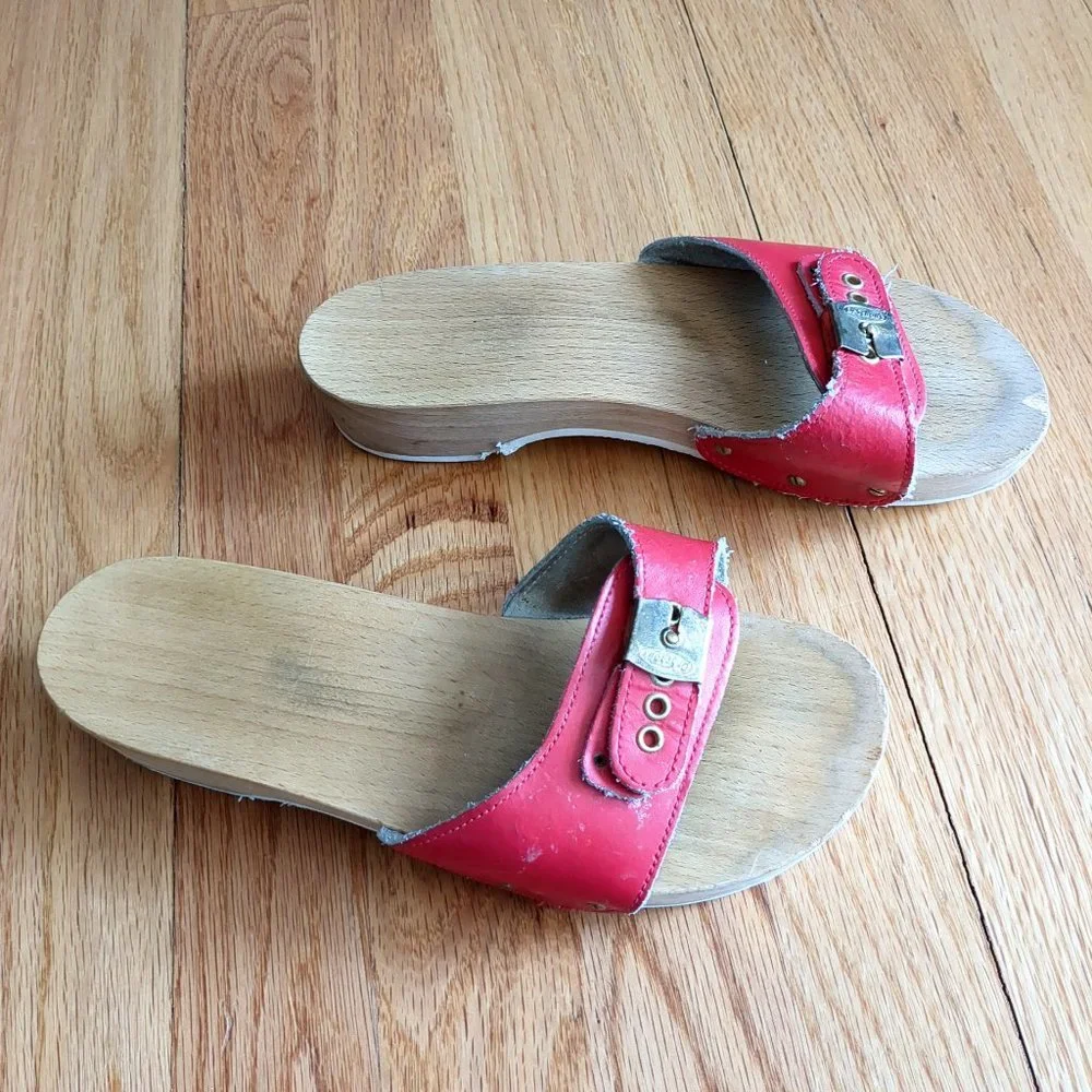 Dr. Scholl’s 70's Original Collection Leather Wood Slide Exercise Clog Sandals - Picture 12 of 12